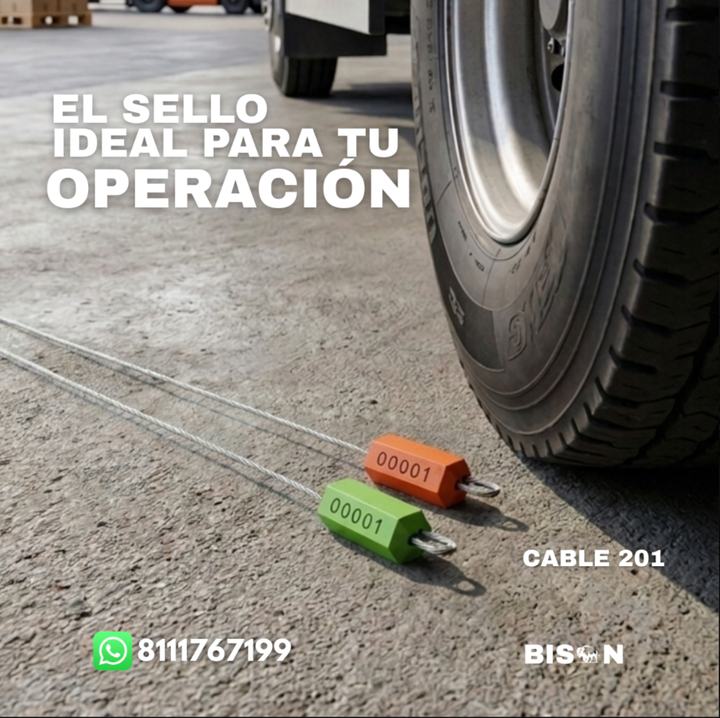 Pieza publicitaria de sellos de seguridad Cable 201 para Bison