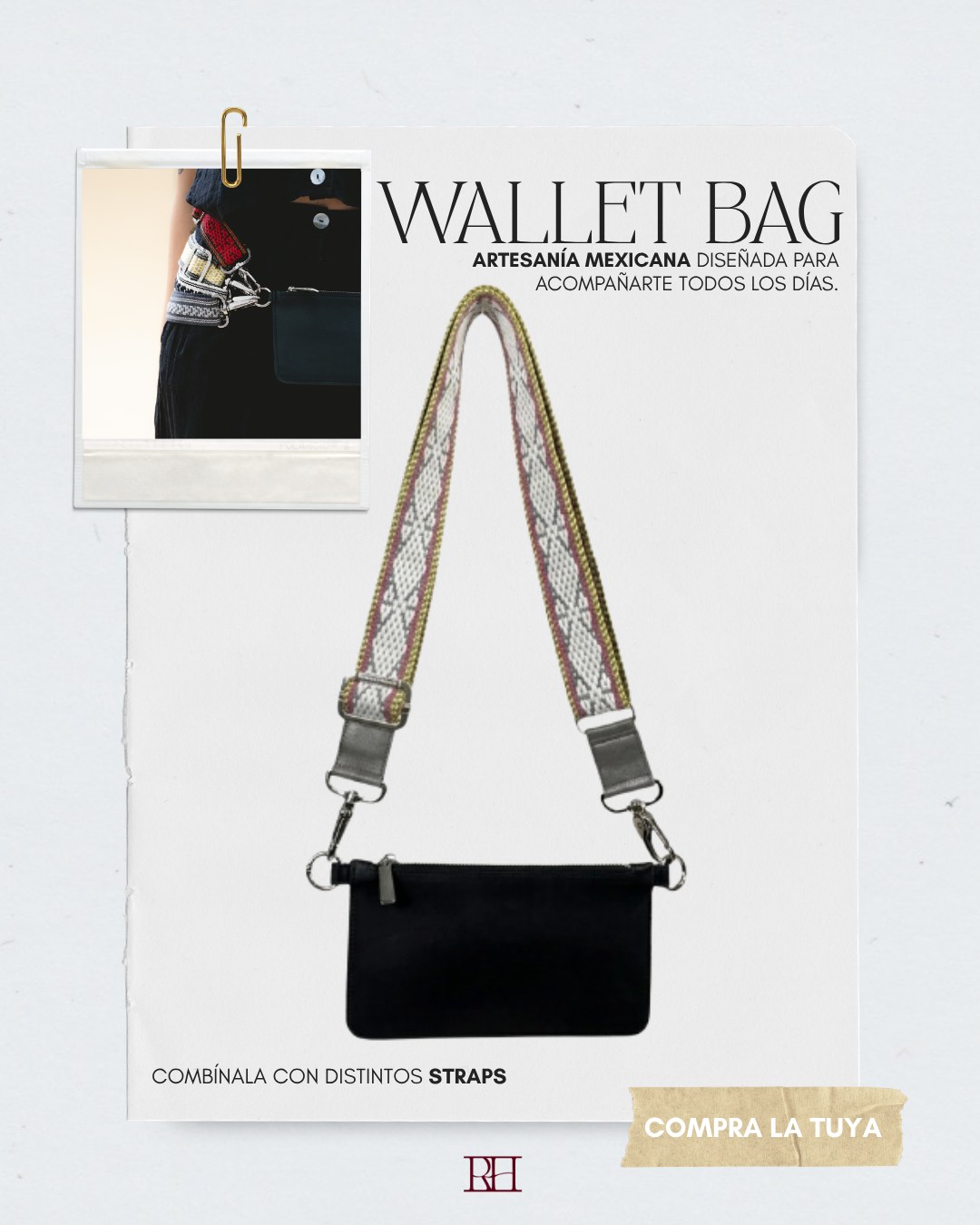 Pieza de producto de una wallet bag de artesanía mexicana